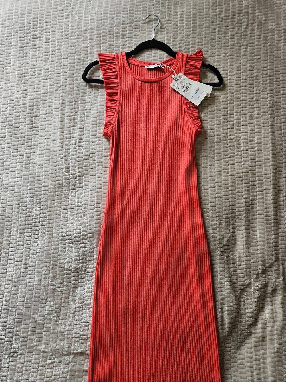 Zara Ribbed Ruffle Sleeve Dress